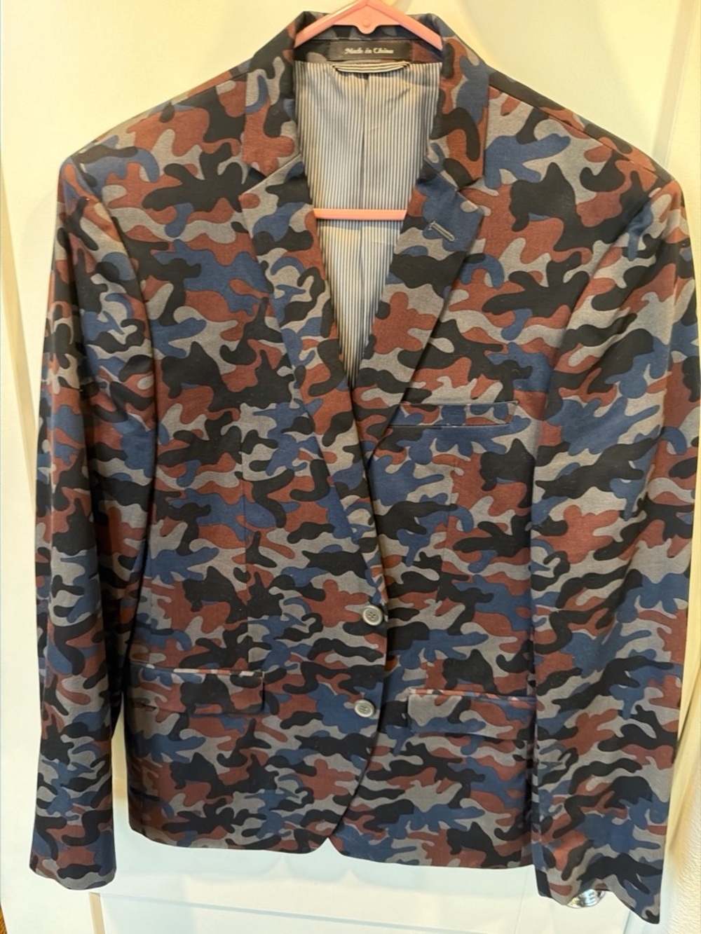 Macy's Men's Camouflage Sport Coat - Blue, Brown & Gray